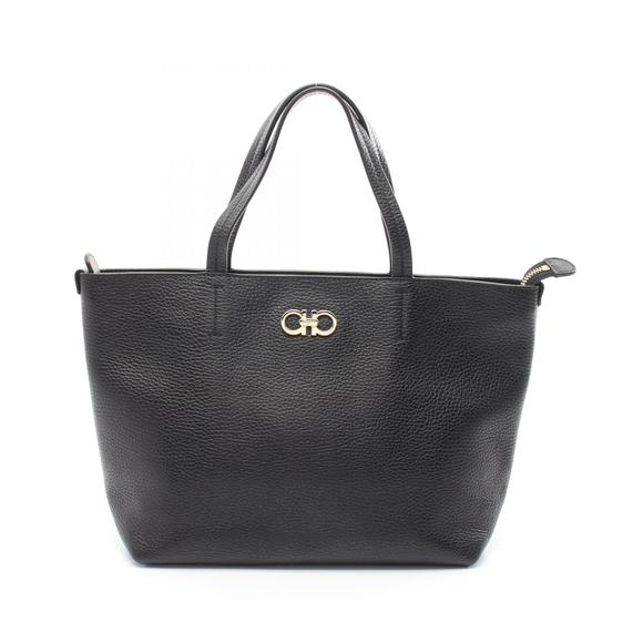 Salvatore Ferragamo Bag Double Black Tote Leather - Picture 1 of 8